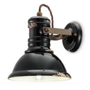 Keramisk vegglampe C1693 i svart, industriell stil