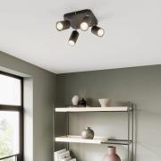 Taklampe Eye Spot med 4 lyskilder, firkantet, svart