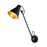 Vegglampe 6302 av metall, svart-gull