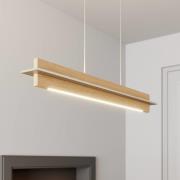 Quitani LED-pendellampe Lexa, eik/nikkel, lengde 78 cm