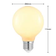 LED-pære E27 8W G80 2.700K dimbar, opal