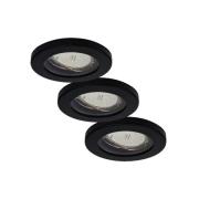 ELC Delfan LED-innfellingslampe bad, 3 stk svart