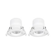 Prios LED innfellingslampe Shima, hvit, 7W, 3000K, 2 enheter, dimbar