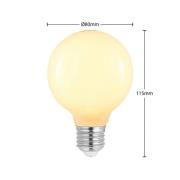 LED-pære E27 8W G80 2 700K dimbar, opal, sett med 2 stk
