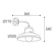 Mill 1595 utendørs vegglampe antikk messing/klar