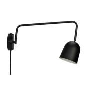 Dyberg Larsen vegglampe Manchester, svart, utspring 45 cm