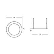 BRUMBERG Biro Circle Ring direkte 75cm 50W på/av svart 840