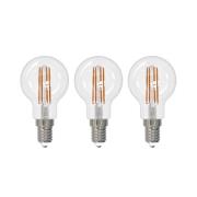 Arcchio LED-filamentpære E14 G45, sett med 3 stk. 4000 K