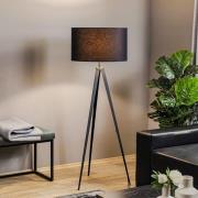 Gulvlampe Tago, treben, skjerm svart/gull