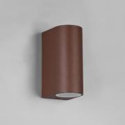 Utendørs vegglampe Roya, 2-fløyet, rund, rust