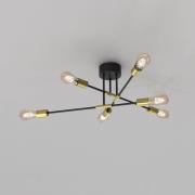 Taklampe Ilia, svart/gull, 6 lyskilder