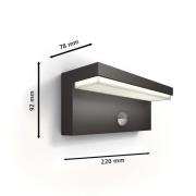 Philips LED utendørs vegglampe Bustan UE, sensor, 4000 K