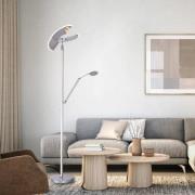 PURE Mutil LED-gulvlampe, leselampe, sølv