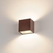 SLV Sitra Cube LED utendørs vegglampe, rust