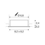 SLV Innfelt taklampe New Tria, hvit, aluminium, lengde 8,2 cm