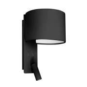 Vegglampe Fold med LED-leselampe, svart