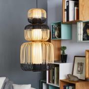 Forestier Bamboo pendellampe svart med tre lamper