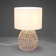 Bordlampe Rike, rottingfot og stoffskjerm