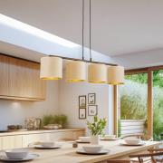 Hengelampe Jari stoffskjerm 4 lyskilder lang, hvit-gull