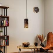 Pendellampe Joni, tekstil, 1 lyskilde svart marmorert