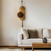 Vegglampe Wheel, gull med svart skjerm