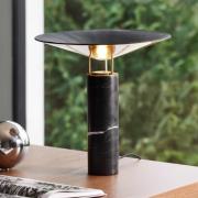 Bordlampe Rebound, svart marmor, svart skinn