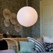 Hengelampe Haru, hvit, Ø 50 cm, papir, E27, hvit kabel