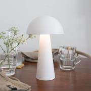 Akkubetjent bordlampe Fungi for utendørs bruk, hvit