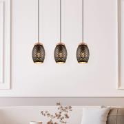 Hengelampe Bidar, lengde 71 cm, svart-gull, 3-lys, metall