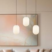 Hengelampe Alias, metall gullfarget opalglas, 3 lyskilder lang