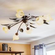 Taklampe Miranda med 6 lyskilder, oval, bronse
