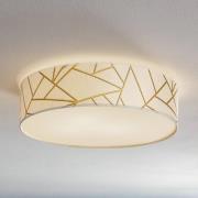 Taklampe Zulu hvit/gull rund
