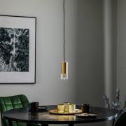 Hengelampe Cylinder, klar/messing, høyde 15 cm