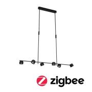 Paulmann LED-hengelampe Puric Pane, svart, 6 lyskilder, smart