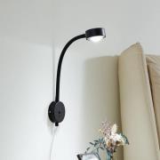 Lindby vegglampe Jyla, svart, linse, 4200 K, GX53, fleksibel arm