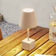 Lindby LED oppladbar bordlampe Janea CUBE, beige, metall