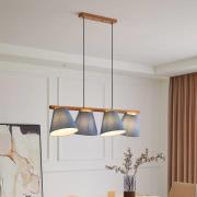 Lucande hengelampe Jinda, blå, tre, stoff, 120 cm, E27