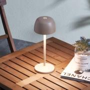 Lindby LED oppladbar bordlampe Arietty, beige, aluminium, Ø 10,5 cm