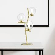 Camely bordlampe, 3 lyskilder, børstet gull/klar, glass