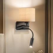 Vegglampe Harry, rund, svart / lyst tre