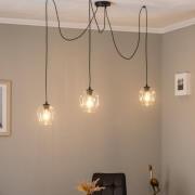 pendellampe Starla, decentral, 3 lyskilder, klar, glass, E27