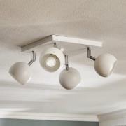 Downlight Flame, hvit, 4 lyskilder, firkantet