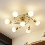 Lindby taklampe Ciala, 7 lyskilder, messingfarget, glass