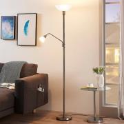 Lindby uplight Jost, 180 cm, nikkelfarget, leselampe