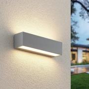 Lucande LED utendørs vegglampe Lengo, 25 cm, sølv, 2-lys, aluminium