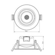 Innfelt taklampe SMD-68-230V, 2700K, Ø8,5 cm, svart