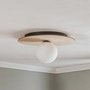 Taklampe Kenzo, rund, brun/hvit, 1 lyskilde