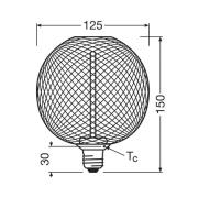 OSRAM Decor LED Straw Filament Globe E27 3,5W svart 1800K