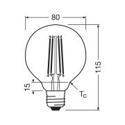 OSRAM LED-filamentpære Globe G80 E27 2,2W Filament 4,000K