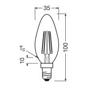 OSRAM LED-filamentpære E14 1,2W 2700K 255lm